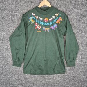Vintage Anvil Vermont Green Cows Long Sleeve T shirt Men's Size Medium USA